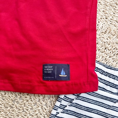  Conj. Regata The Ship e Bermuda em Linho - Vermelho 
